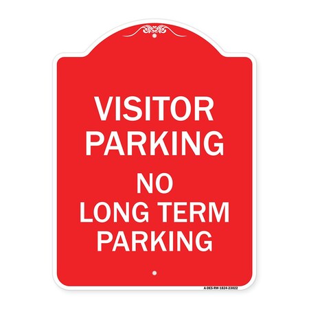 Signmission Reserved Parking Visitor Parking No Long-Term Parking, Red & White Architectural, RW-1824-23022 A-DES-RW-1824-23022